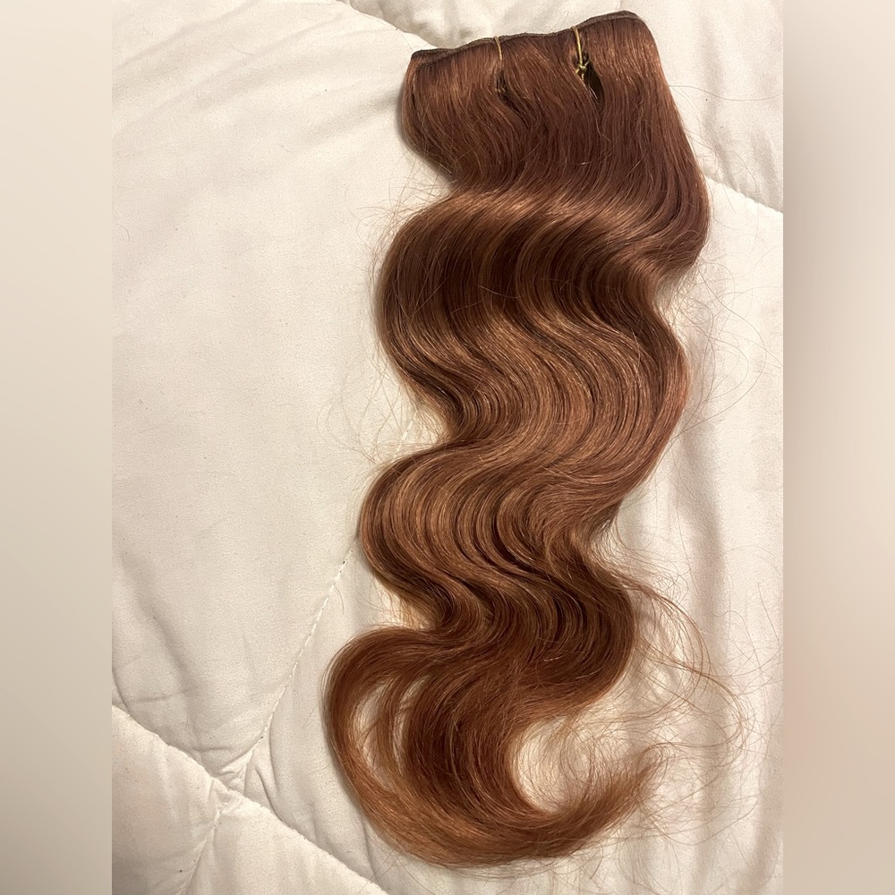 16” Clip In Human Hair Extensions (Copper-Red). 120grams of human hair.
